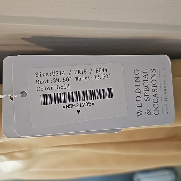 JJs House satin skirt delicate lace-embroidered bodice sheer short sleeves. - Picture 7 of 16